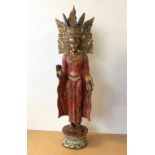 Burmese carved timber standing Buddha