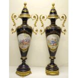 Two large Limoges Louis XV style ornamental vases