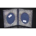 Sterling silver embossed floral dual photo frame