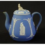 Large antique blue jasper teapot