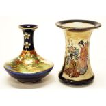 Two Japanese Satsuma posy vases