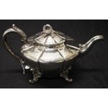 Antique silver plate melon form teapot