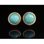 Natural turquoise and 14ct yellow gold ear clips