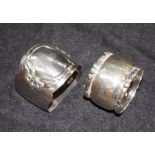 Two Danish silver napkin rings