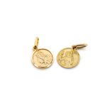 Two 9ct rose gold St Christopher charms