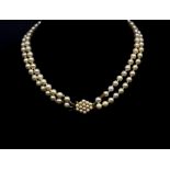 Vintage double strand pearl choker necklace