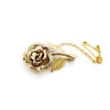 Two tone 9ct rose gold flower brooch