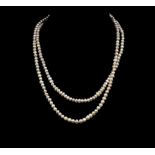 Cultured pearl double strand necklace