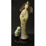 Chinese cloisonne figure of standing woman