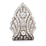 Art Deco diamond set platinum brooch