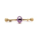 Edwardian amethyst and 15ct yellow gold brooch