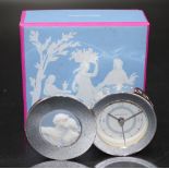 Wedgwood cameo & silver plate travelers clock