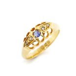 George V sapphire and diamond set 18ct gold ring.