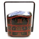 Chinese lacquer & ceramic inlaid box