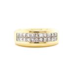 Diamond double row and 18ct yellow gold ring