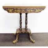 Antique English chinoiserie decorated games table