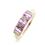 Pink topaz and diamond set 9ct yellow gold ring