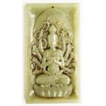 Chinese carved jade Buddha plaque