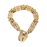 9ct yellow gold fancy gate link bracelet and heart