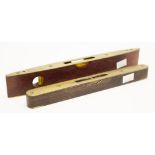 Two brass & wood vintage spirit levels