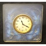 Rene Lalique Naides opalescent glass clock