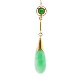 Jade and yellow gold drop pendant
