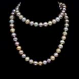 Cultured pink pearl opera length necklace