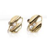 Diamond and two tone gold modernist ear clips