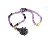 Amethyst and cloisonne beaded necklace