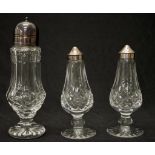 Waterford Crystal sugar shaker & 2 salt / pepper