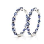 Sapphire, diamond and 14ct white gold earrings