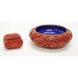 Chinese cinnabar lacquer ashtray