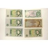 Six various world banknotes
