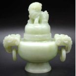 Chinese green hard stone censer