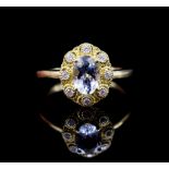 Aquamarine and diamond set 18ct white gold ring
