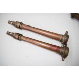 Two brass & copper fire hose nozzles