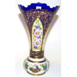 Handpainted cobalt blue Murano glass vase