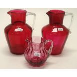 Two Victorian ruby glass jugs