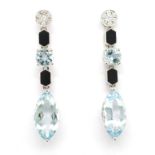 Aquamarine, diamond set 18ct white gold hanging