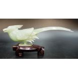 Chinese green hardstone bird figure