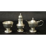 George VI silver three piece condiment set