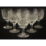 Set six Thomas Webb crystal claret glasses