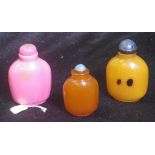 Three various Chinese snuff bottles