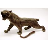 Large Oriental bronzed tiger figure