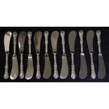 Set twelve silver handle butter knives