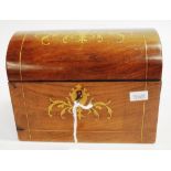 Victorian inlaid walnut tea caddy