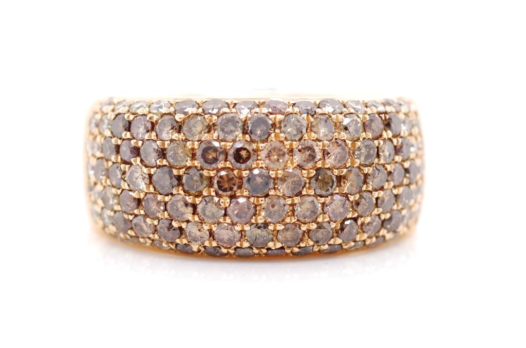 Pave set cognac diamond and 18ct rose gold ring - Image 3 of 6