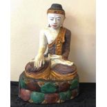 Good Burmese carved timber seated Buddha