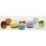 Six various decorative glass paperweights