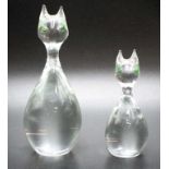 Two retro art glass cat figurines